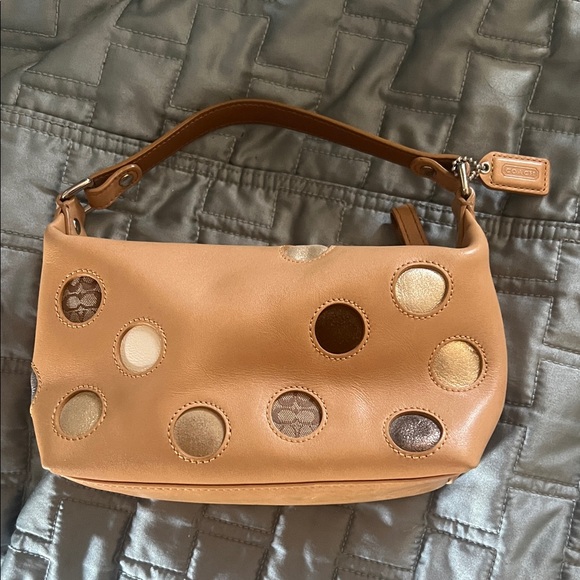 Vintage Coach Polka Dot Tan and Brown Demi mini Bag - Picture 1 of 9